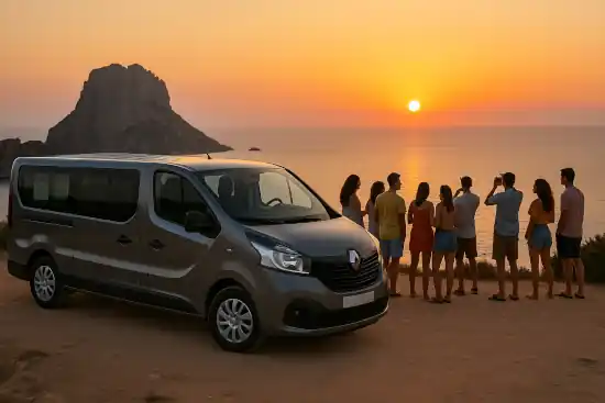 Alquiler por día furgoneta 9 plazas Renault Trafic en Ibiza